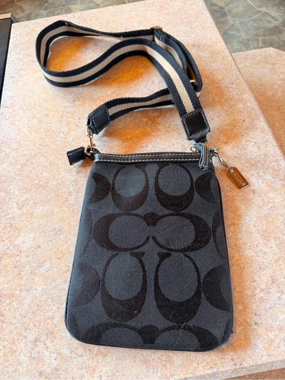 Coach Black and Gray Signature Crossbody Phone Pouch - Picture 2 of 3